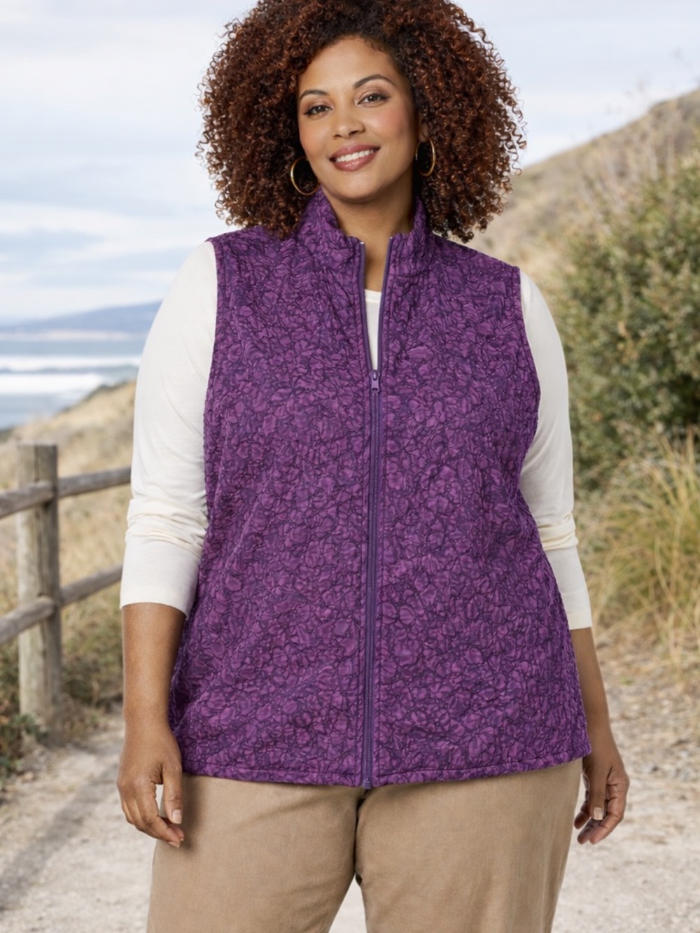 Coldwater Creek Textured Plum/Purple Vest XL Lightweight-Boutique Layering
